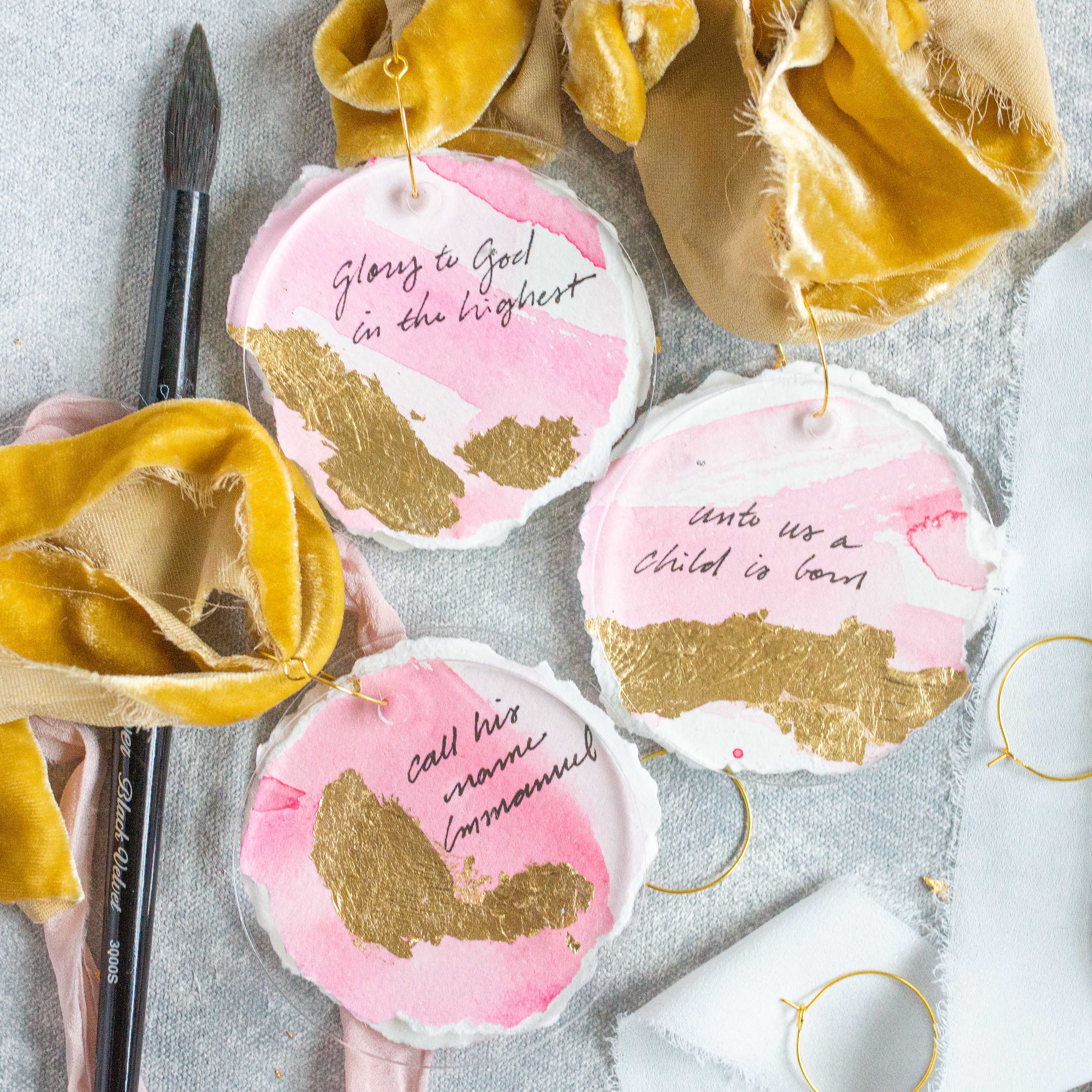 Pink Ornaments & Gold Velvet