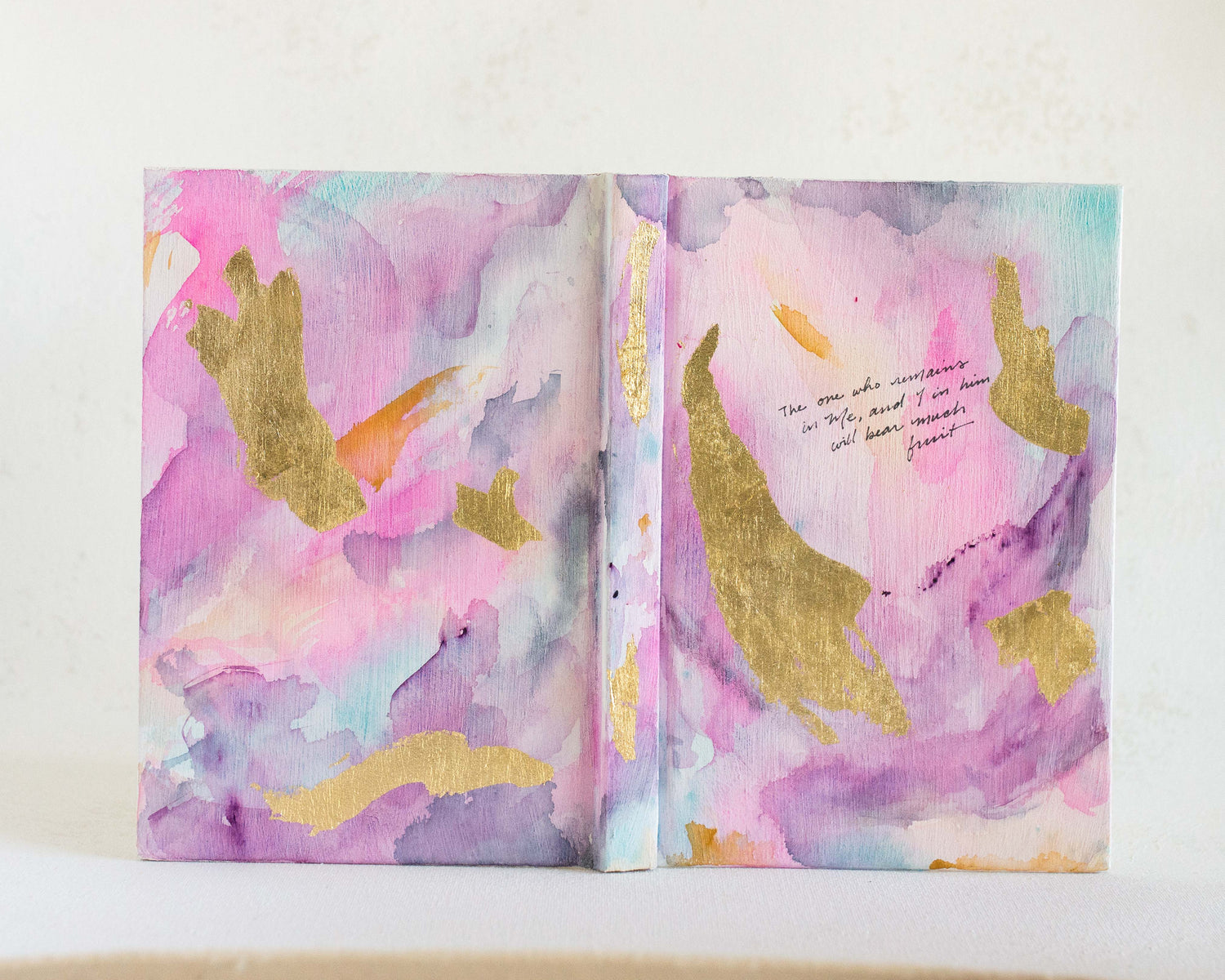 John 15:5 &quot;The one who remains in Me&quot; Hand-painted Watercolor Notebook