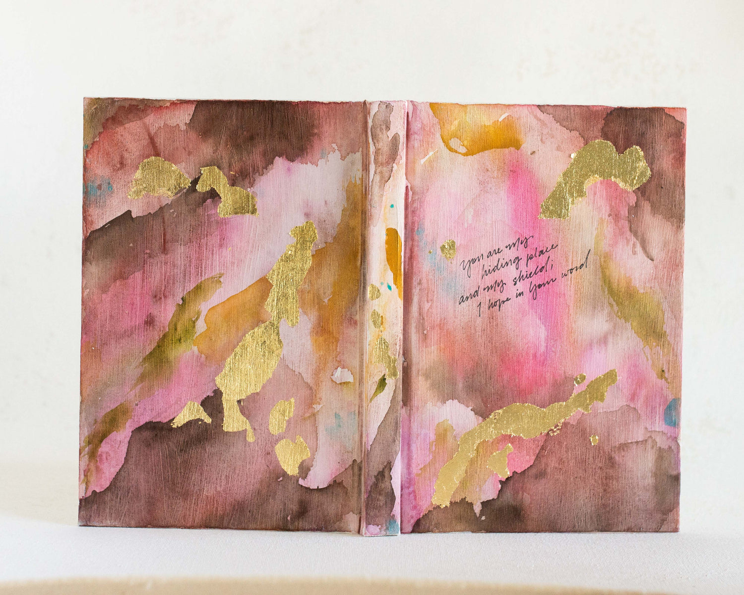 Psalm 119:114 "You are my hiding place" Hand-painted Watercolor Notebook