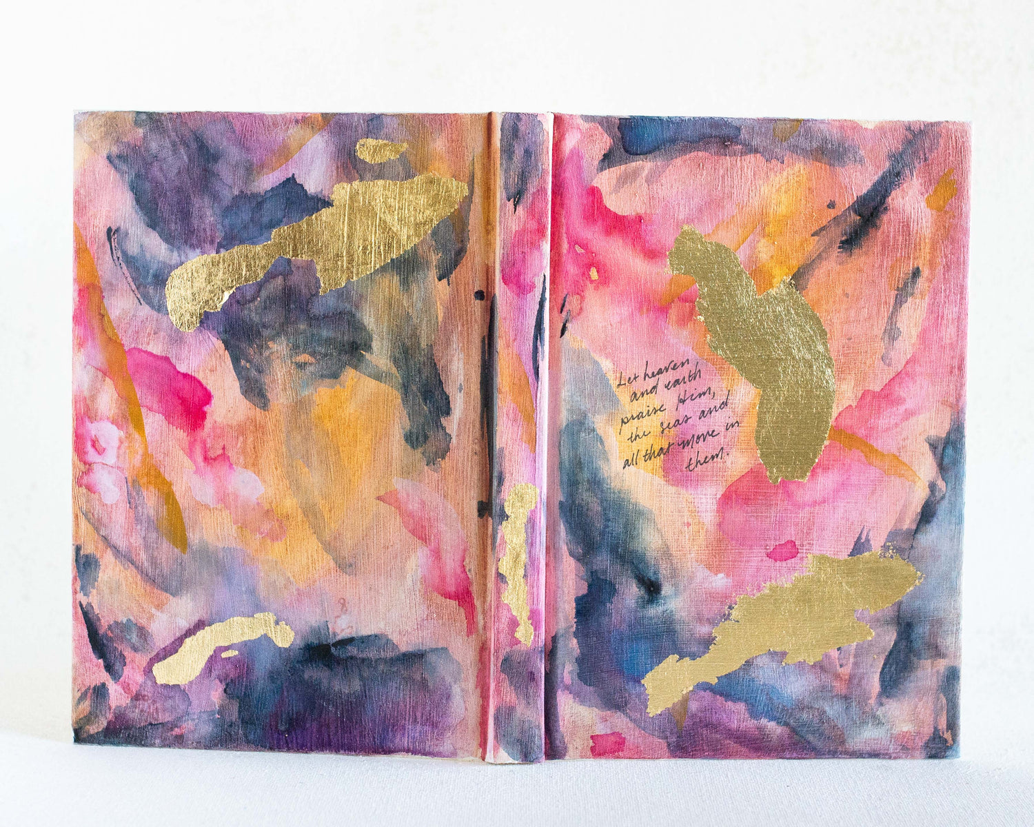 Psalm 69:34 "Let heaven and earth praise him" Hand-painted Watercolor Notebook