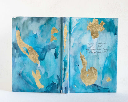 Psalm 73:28 &quot;I have made the Lord God my refuge, that I may tell of all your works,&quot; Hand-painted Watercolor Notebook