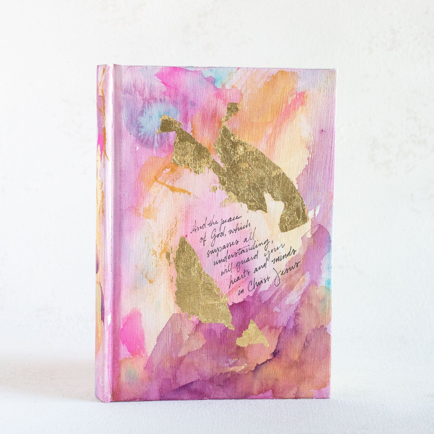 Philippians 4:7 "The peace of God will guard your hearts" Hand-painted Watercolor Notebook