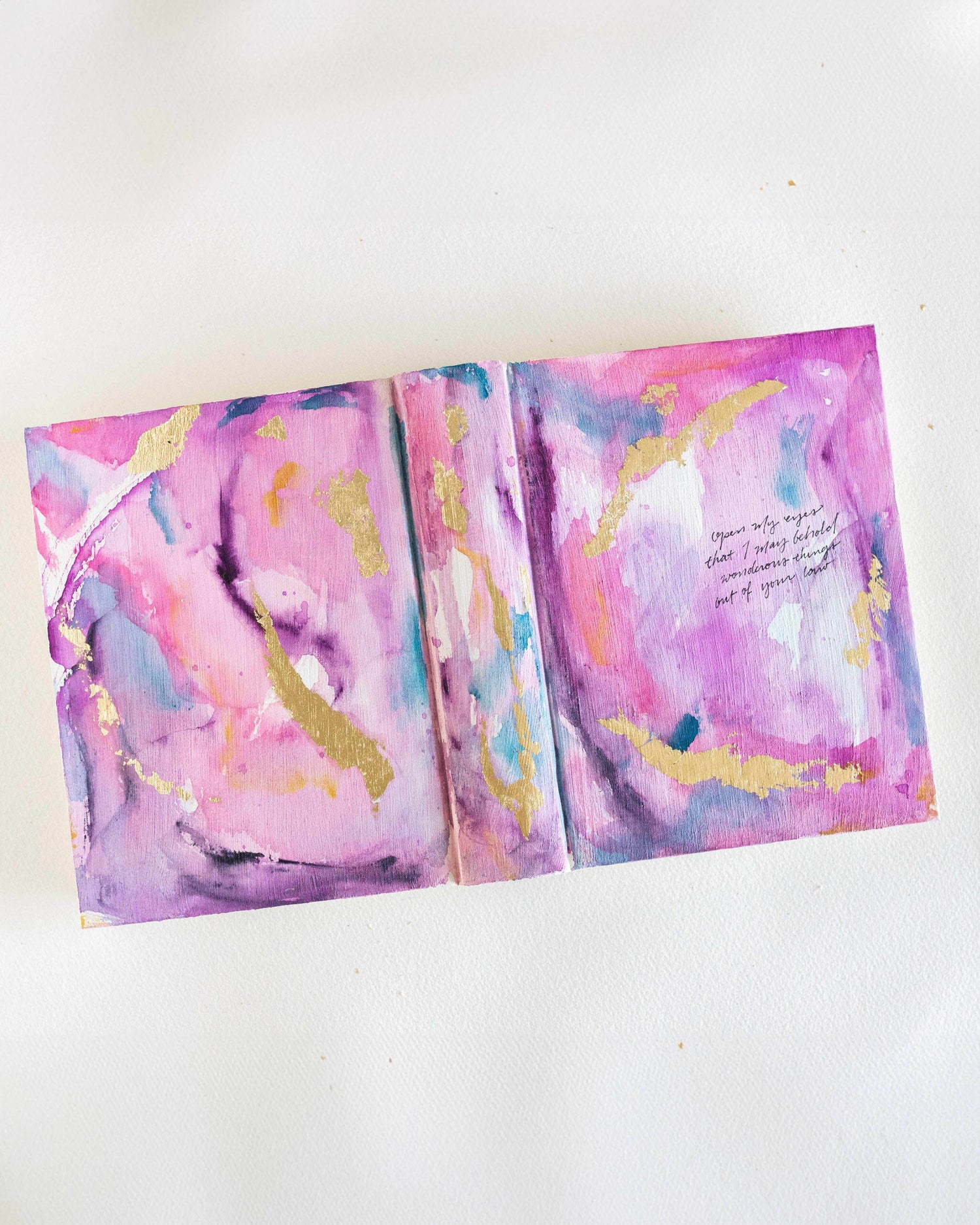 Psalm 119:18, “Open My Eyes That I May Behold Wondrous Things,” Hand-painted Watercolor Bible