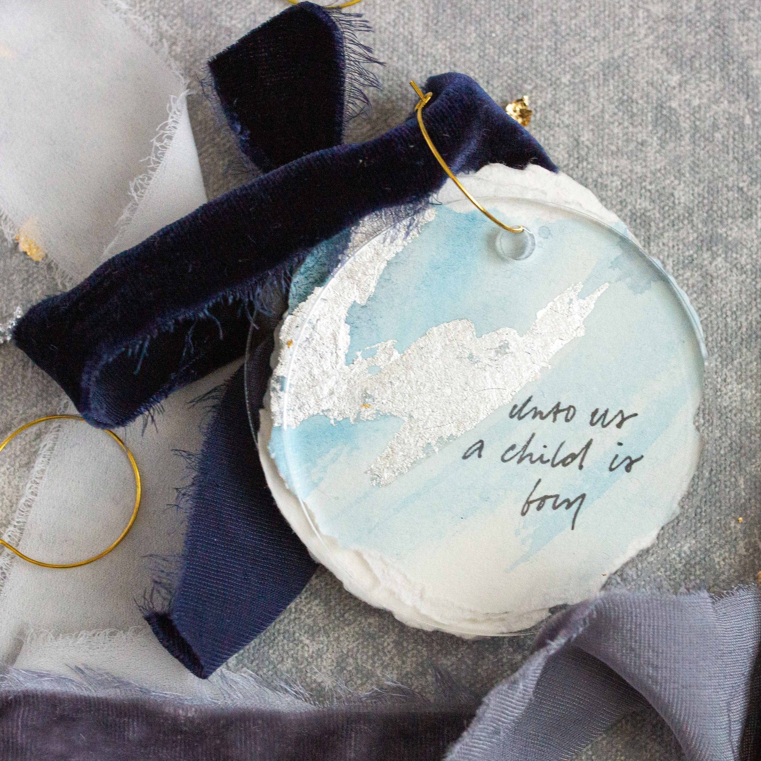 Unto Us a Child is Born - Navy Velvet