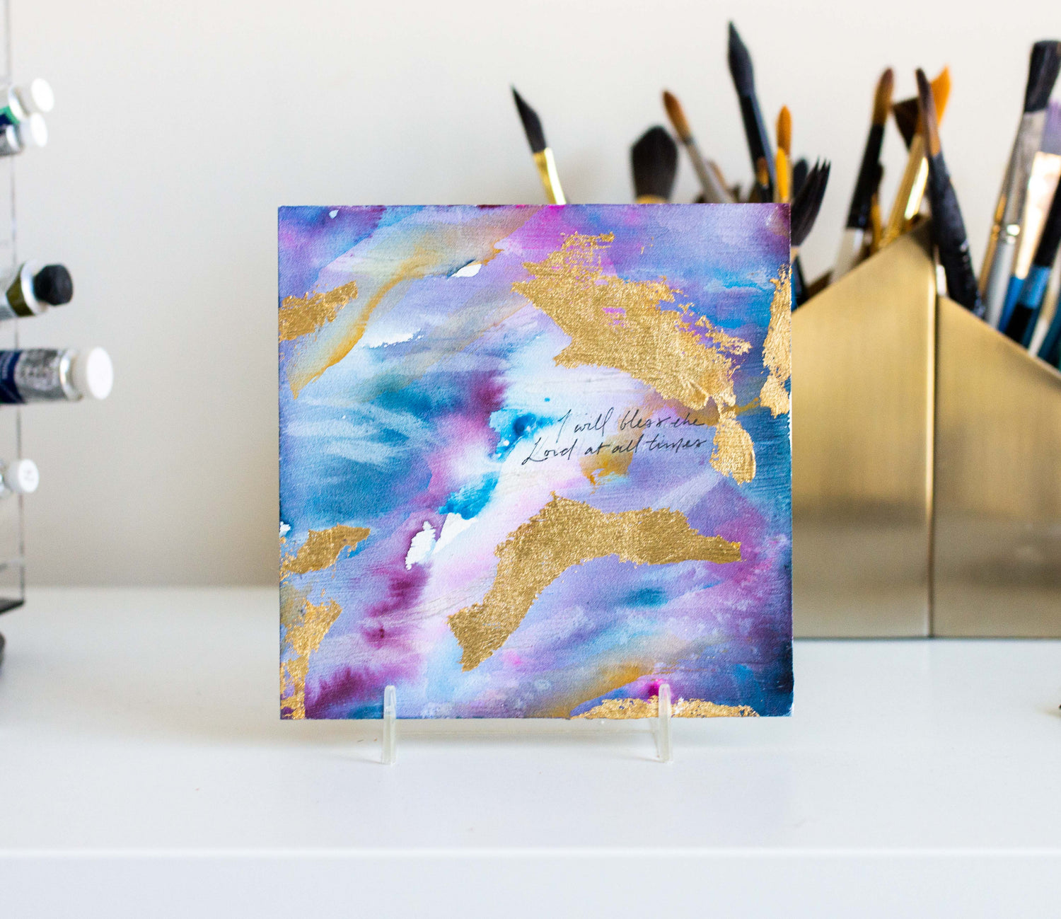 "I Will Bless the Lord At All Times" Watercolor Painting on Canvas Panel