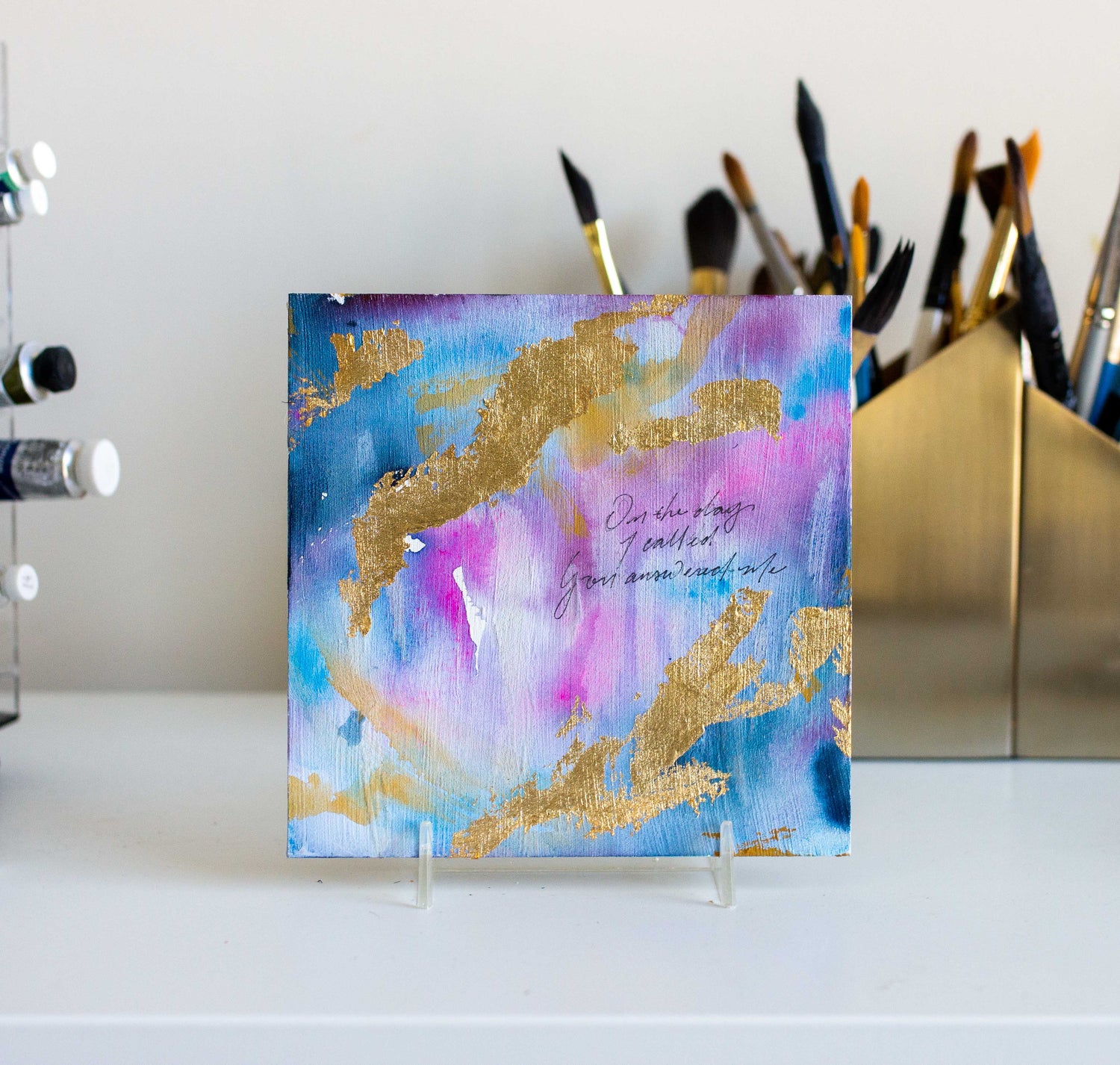 "On the Day I Called You Answered" Watercolor Painting on Canvas Panel