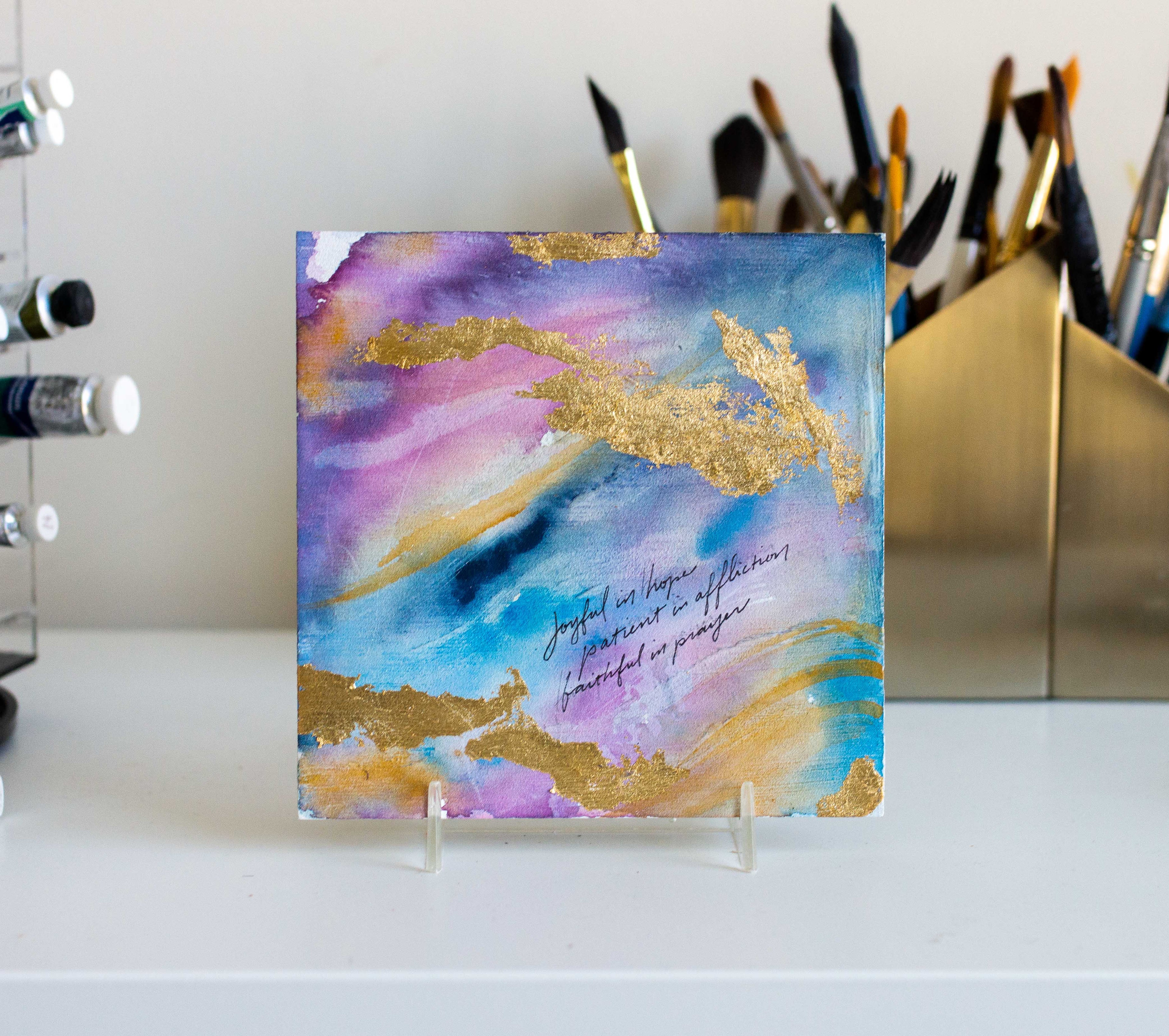 "Joyful, Patient, Faithful" Watercolor Painting on Canvas Panel