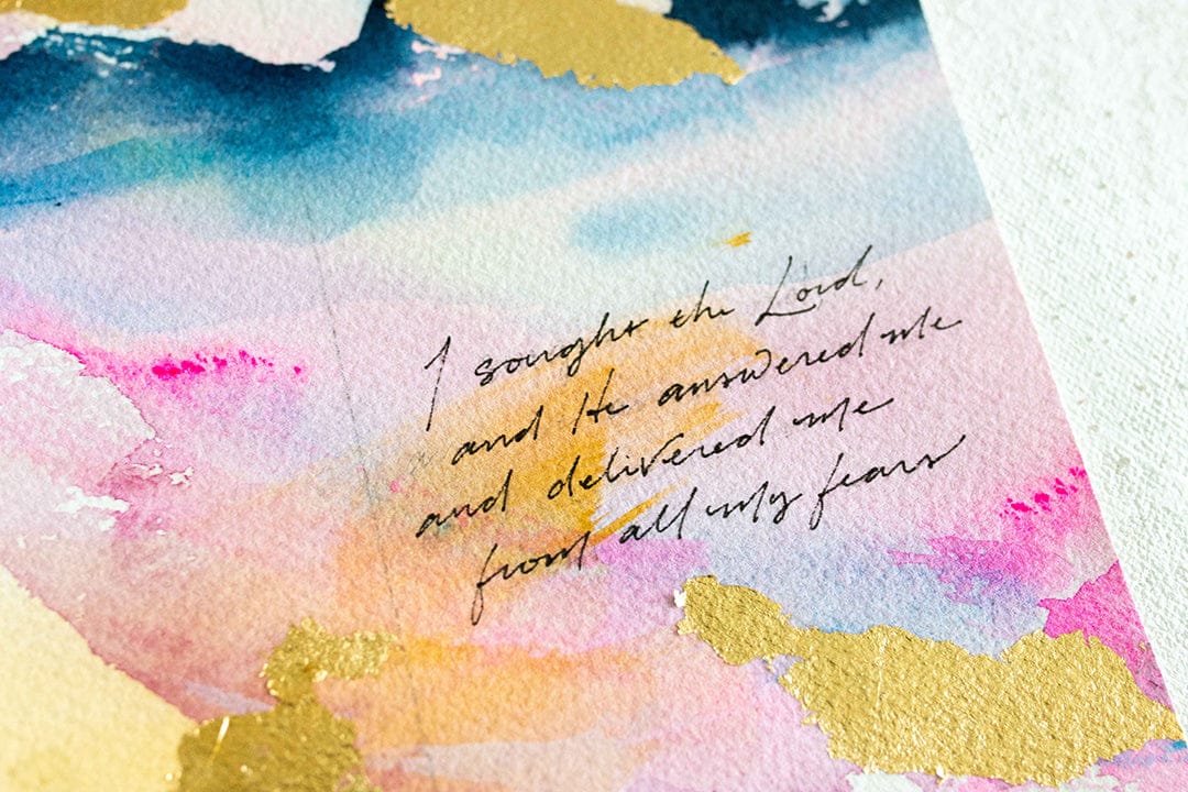 "I Sought the Lord and He Delivered Me" Watercolor Painting on Paper