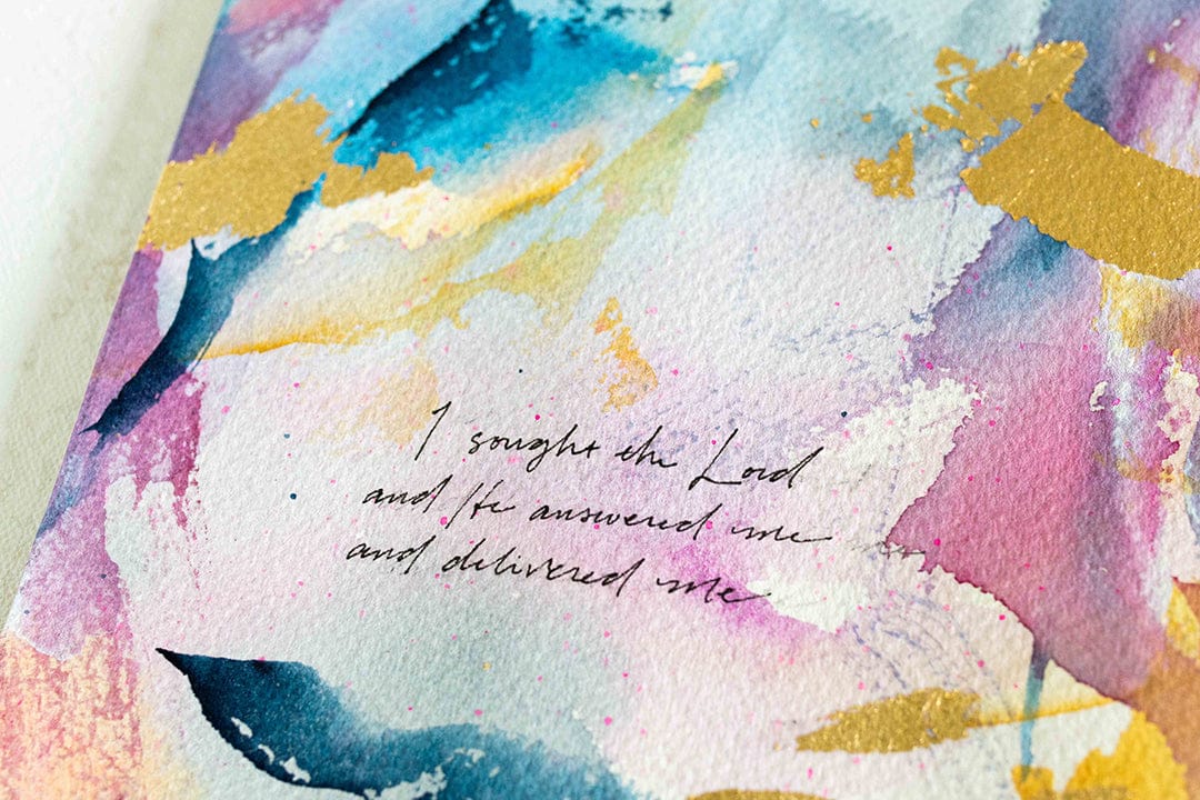 "I Sought the Lord and He Answered Me" Watercolor Painting on Paper