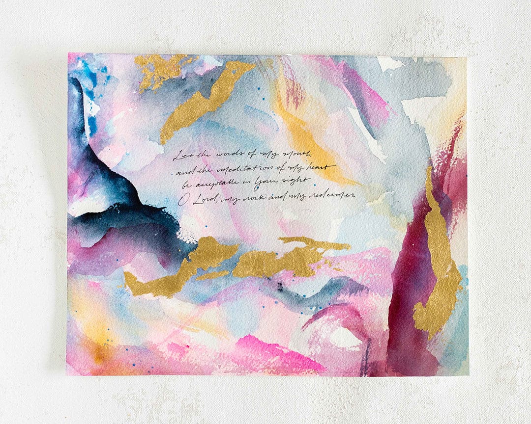 "Let the Words of My Mouth and the Meditation of My Heart" Watercolor Painting on Paper