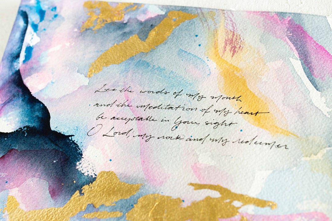 "Let the Words of My Mouth and the Meditation of My Heart" Watercolor Painting on Paper