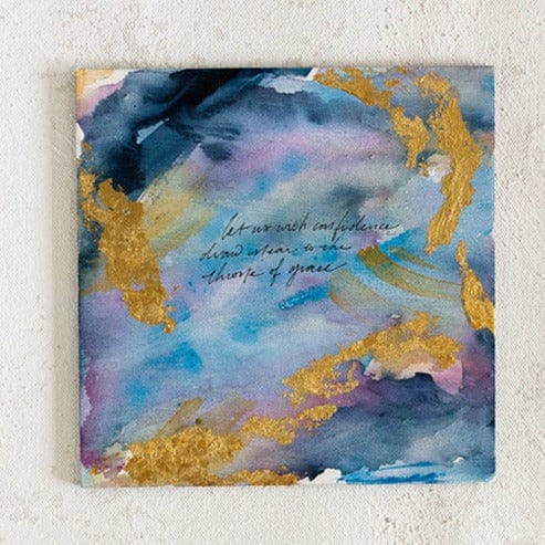 "Let Us with Confidence Draw Near to the Throne of Grace" Watercolor Painting on Canvas Panel