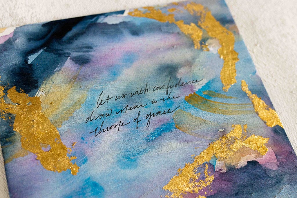 "Let Us with Confidence Draw Near to the Throne of Grace" Watercolor Painting on Canvas Panel