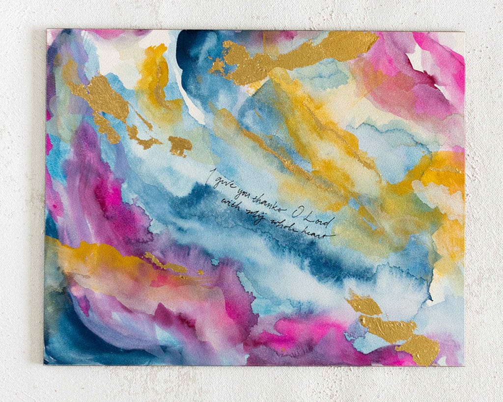 "I Give You Thanks O Lord with My Whole Heart" Watercolor Painting on Canvas Panel