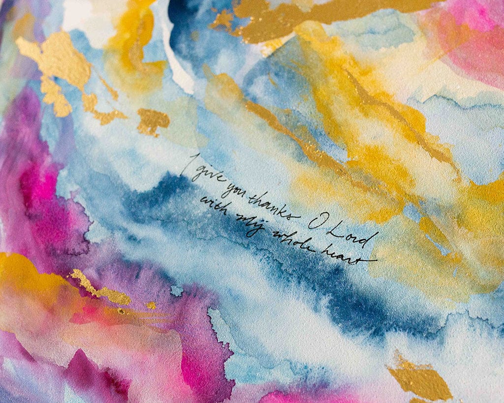 "I Give You Thanks O Lord with My Whole Heart" Watercolor Painting on Canvas Panel