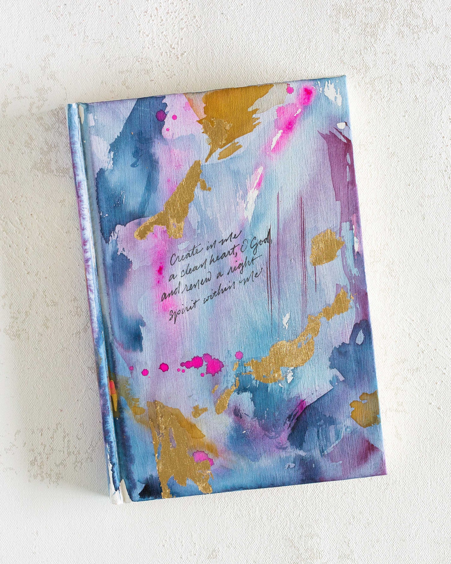 Psalm 51:10 "Create in Me a Clean Heart" Hand-painted Watercolor Notebook