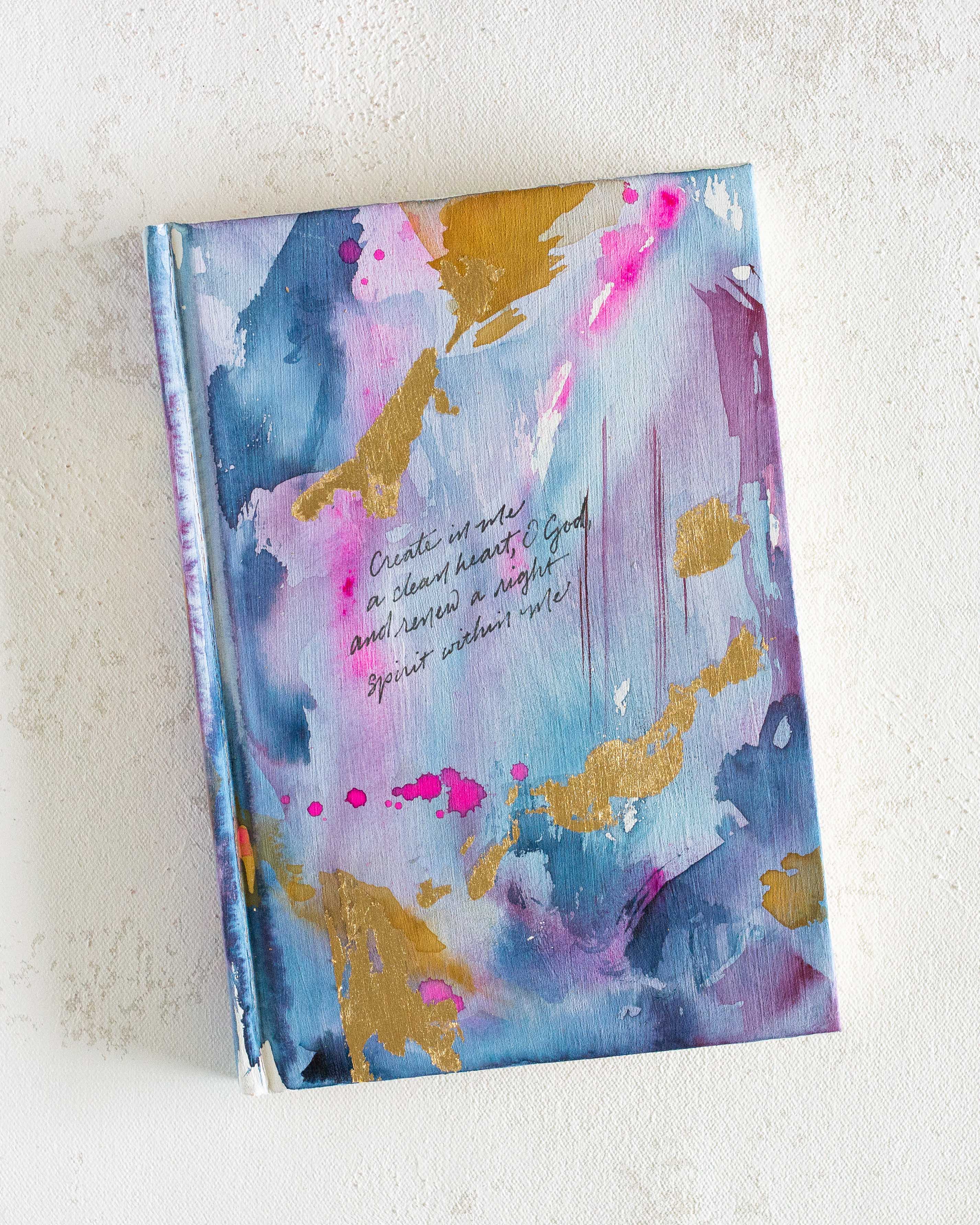 Psalm 51:10 "Create in Me a Clean Heart" Hand-painted Watercolor Notebook