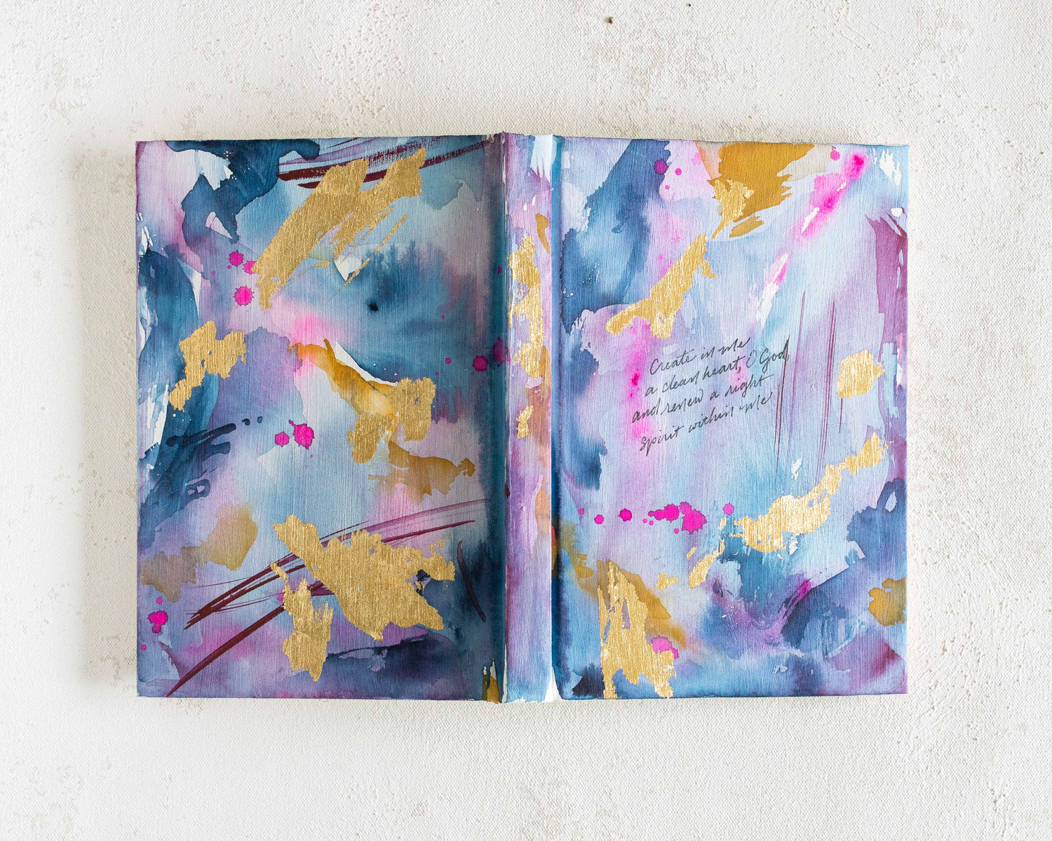 Psalm 51:10 "Create in Me a Clean Heart" Hand-painted Watercolor Notebook
