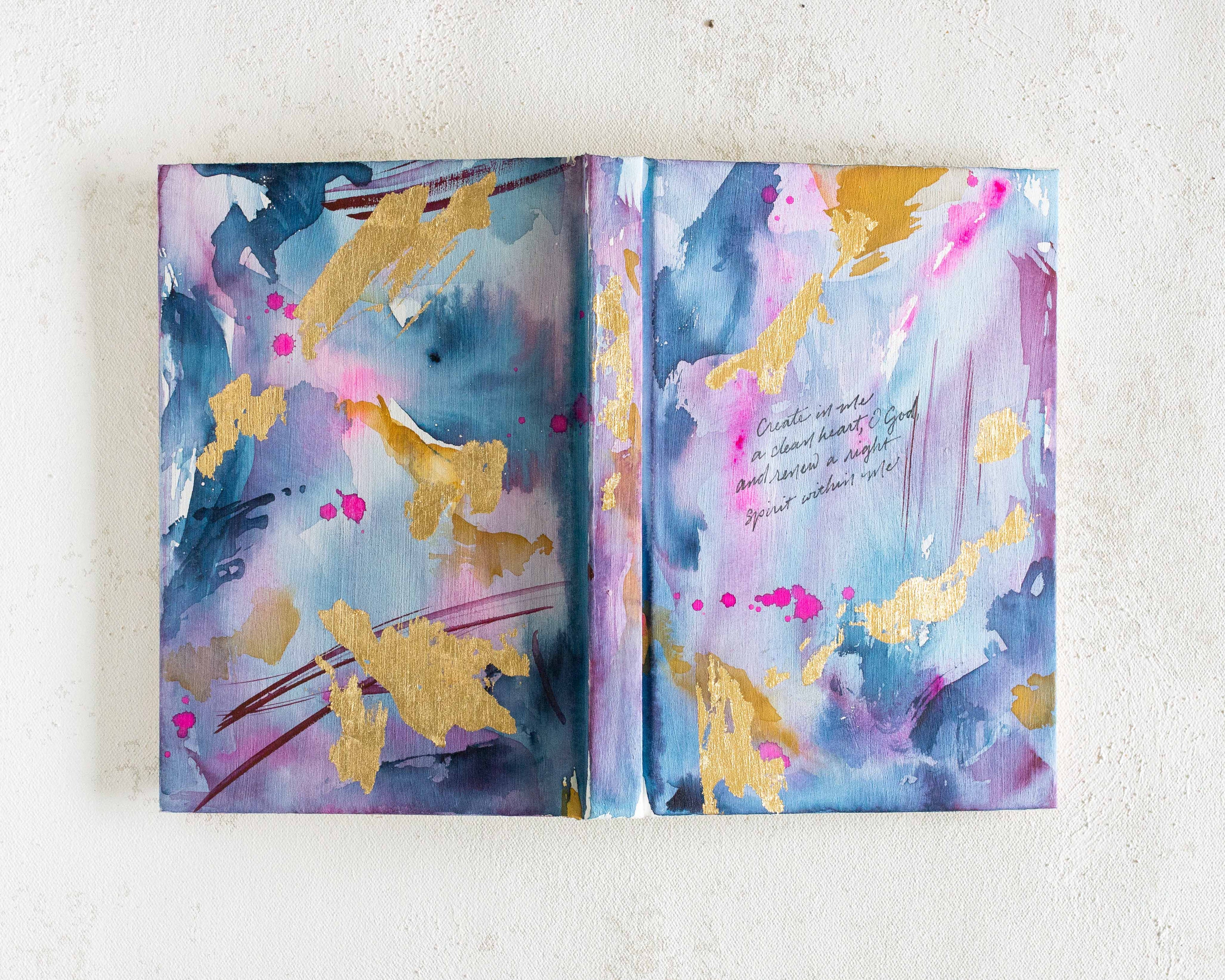 Psalm 51:10 "Create in Me a Clean Heart" Hand-painted Watercolor Notebook