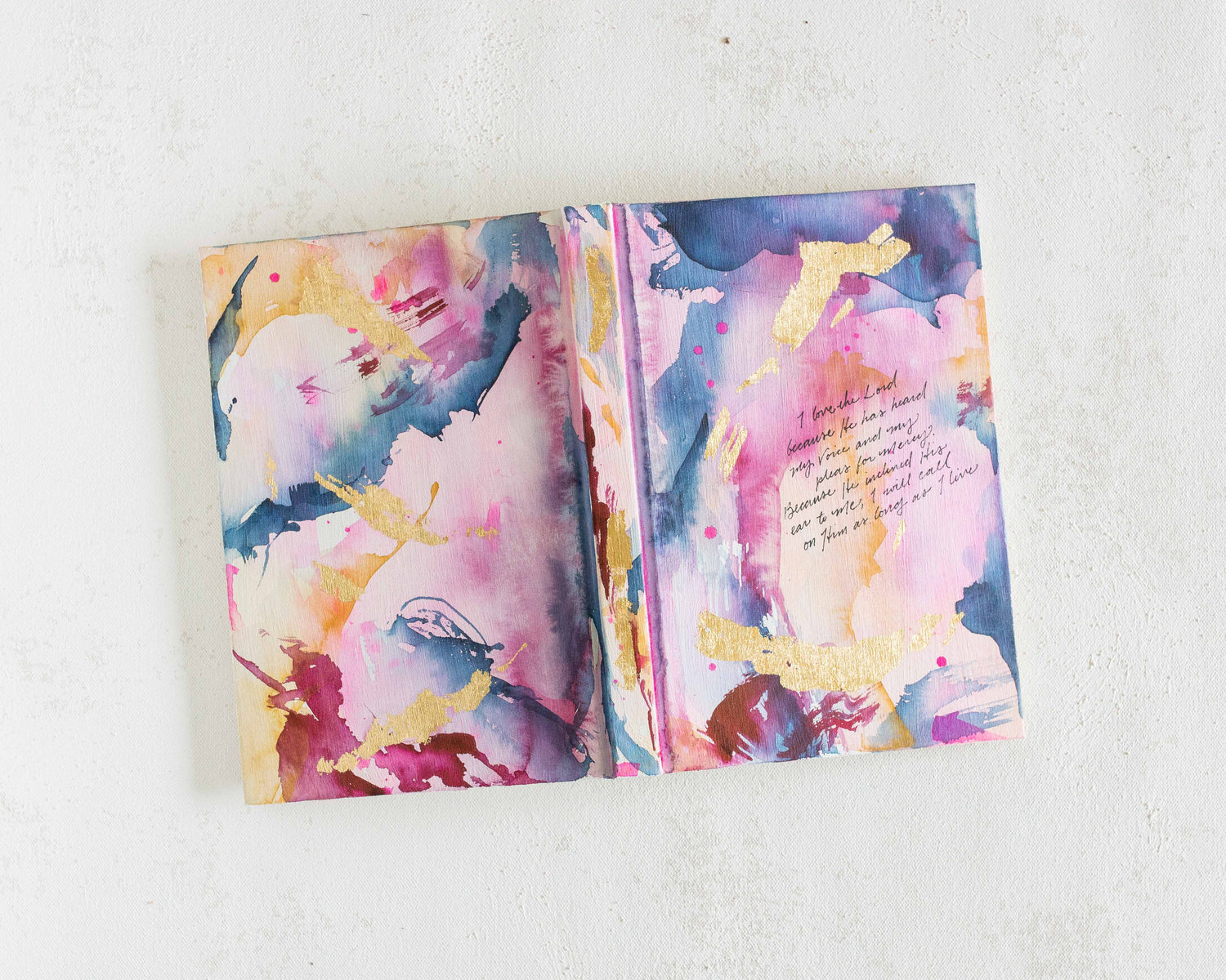 Psalm 116:1–2 "I Will Call On Him As Long As I Live" Hand-painted Watercolor Notebook