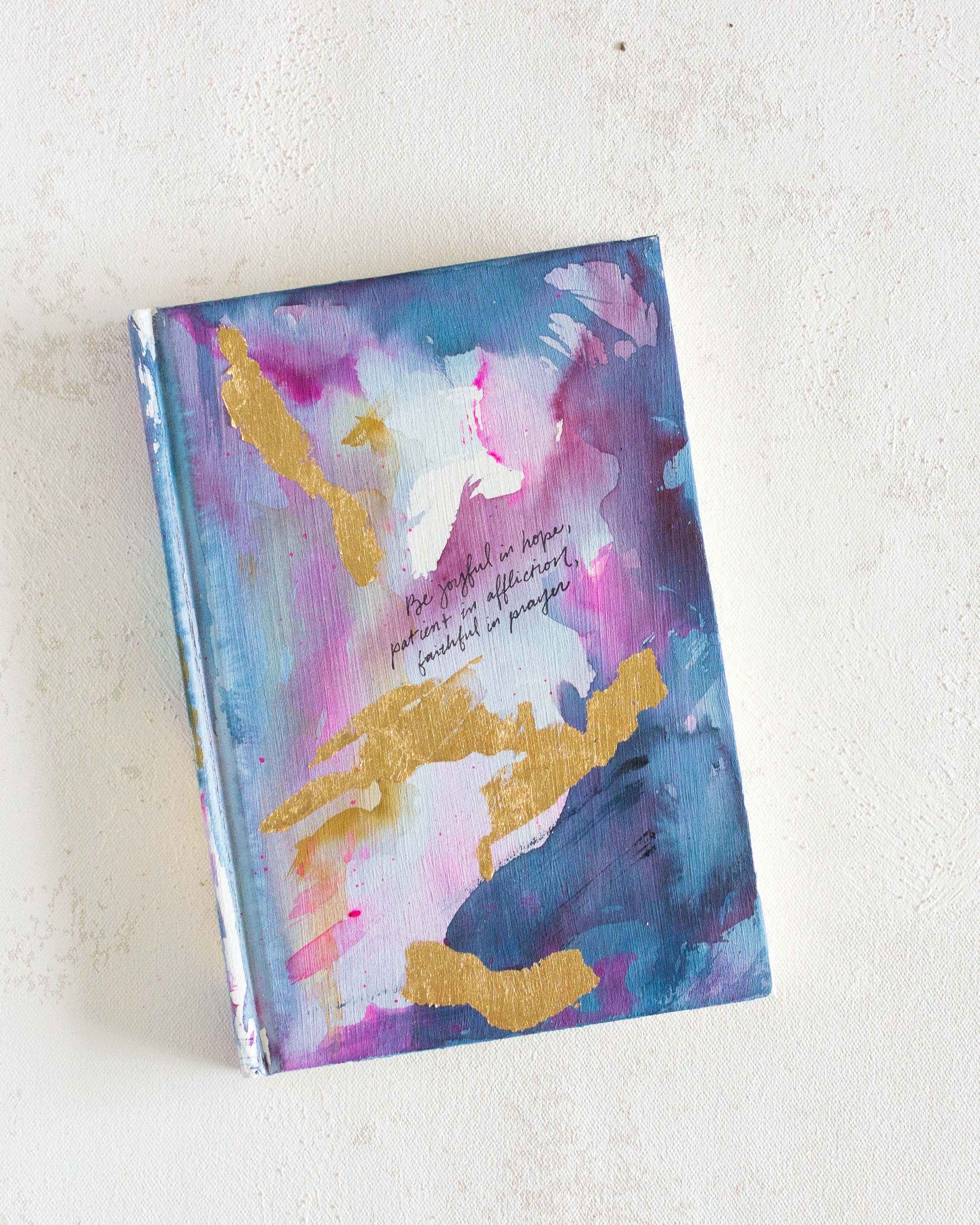 Romans 12:12 "Joyful, Patient, Faithful" Hand-painted Watercolor Notebook
