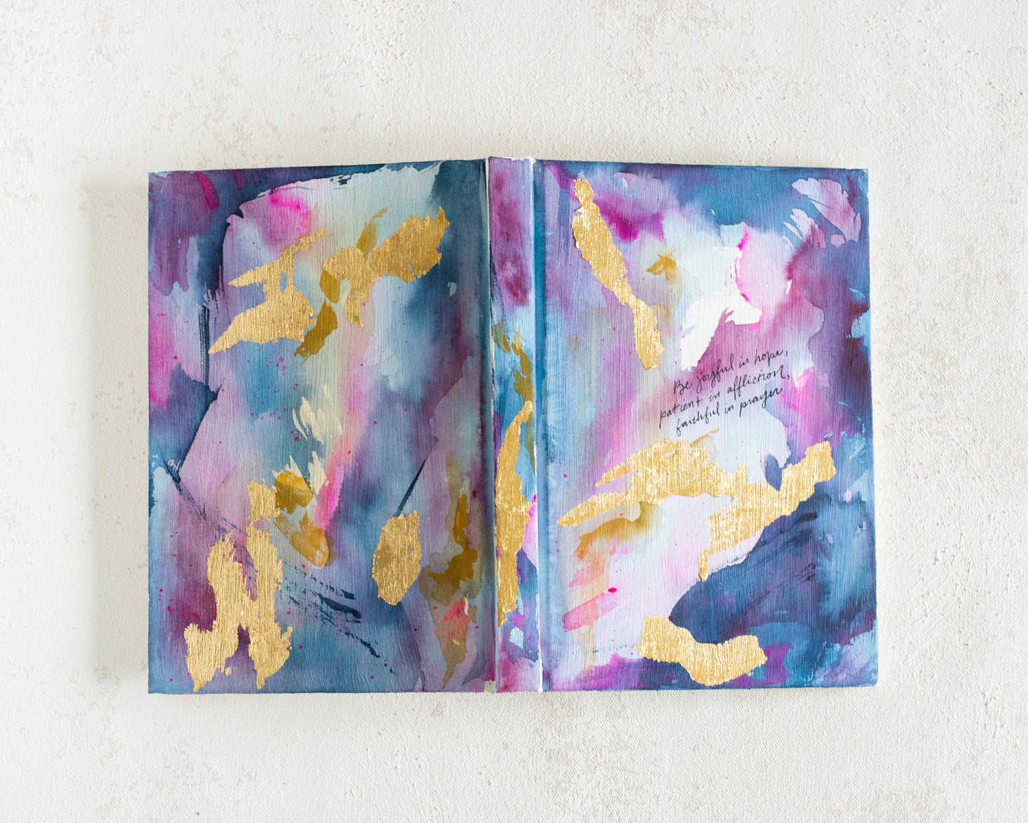 Romans 12:12 "Joyful, Patient, Faithful" Hand-painted Watercolor Notebook
