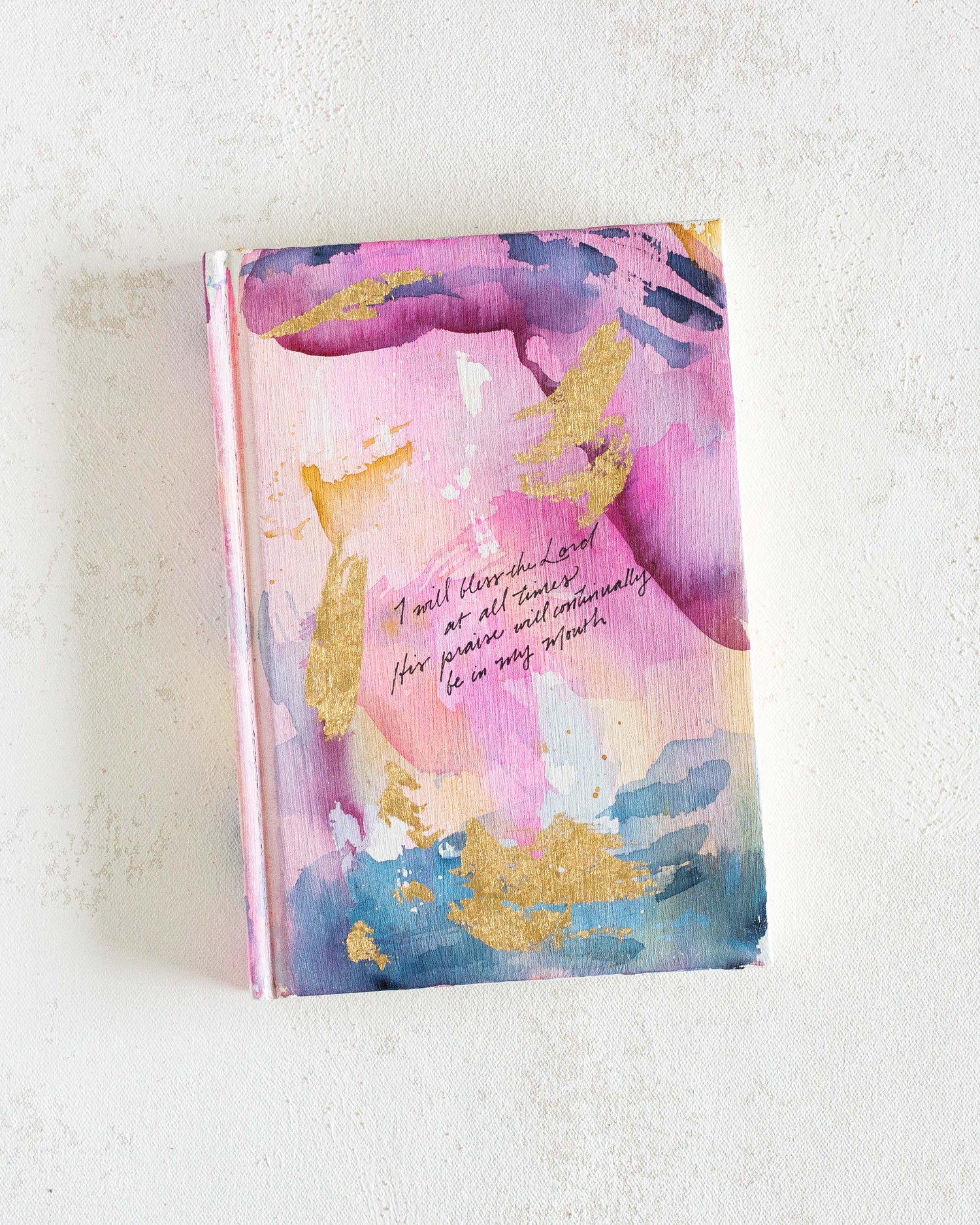 Psalm 24:1 "I Will Bless the Lord At All Times" Hand-painted Watercolor Notebook