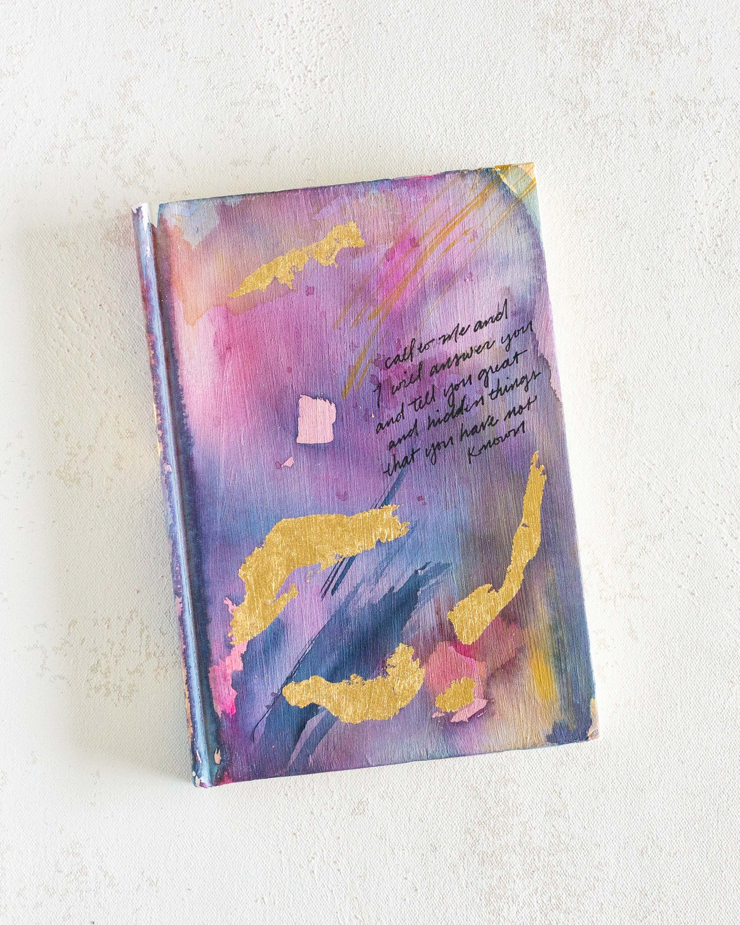 Jeremiah 33:3 "Call to me and I will answer you" Hand-painted Watercolor Notebook