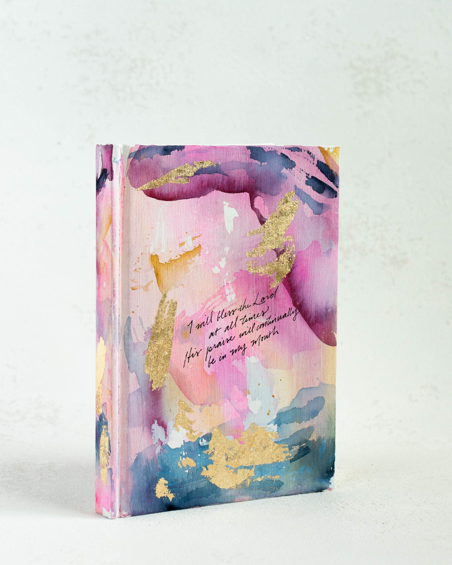 Psalm 24:1 "I Will Bless the Lord At All Times" Hand-painted Watercolor Notebook
