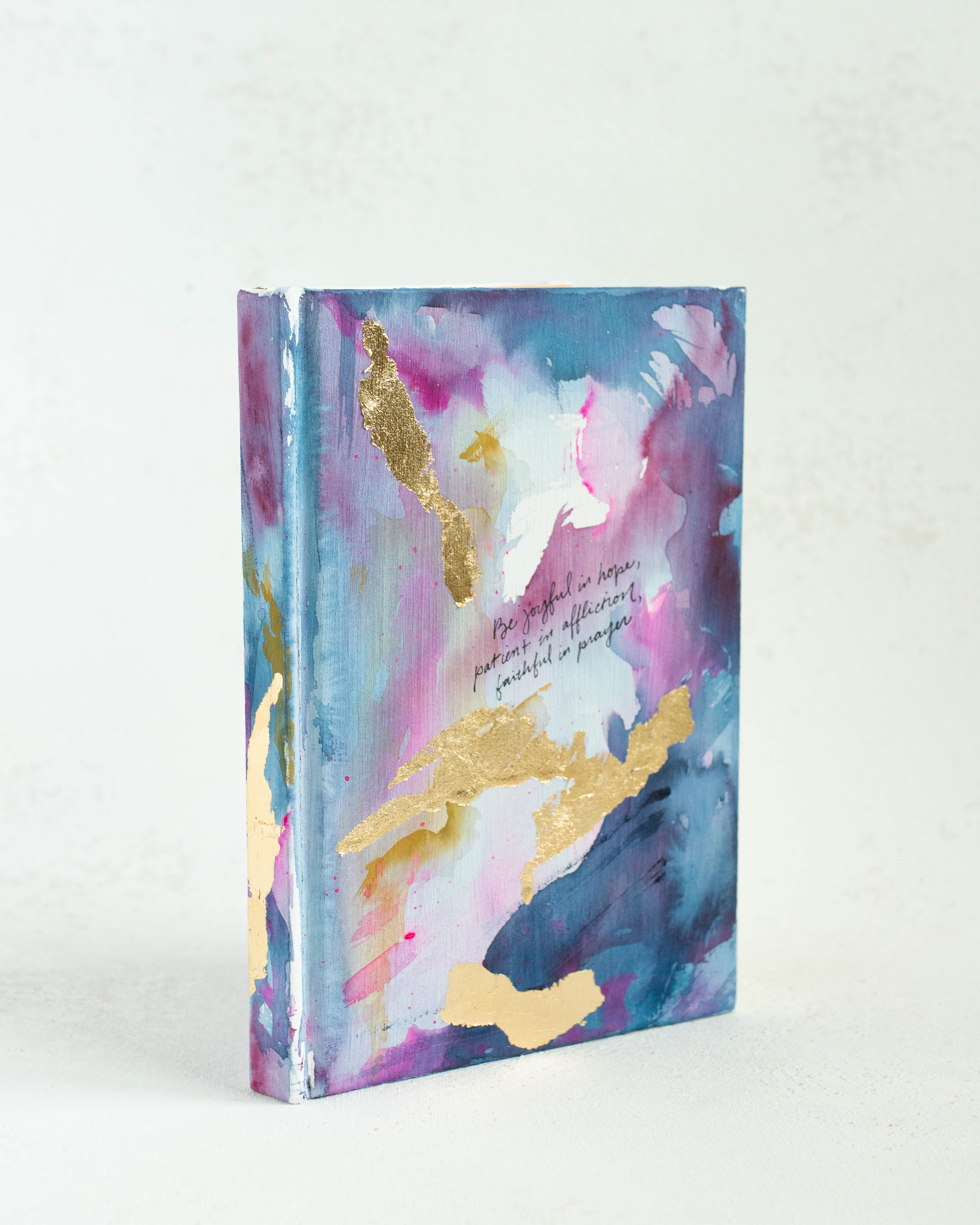 Romans 12:12 "Joyful, Patient, Faithful" Hand-painted Watercolor Notebook