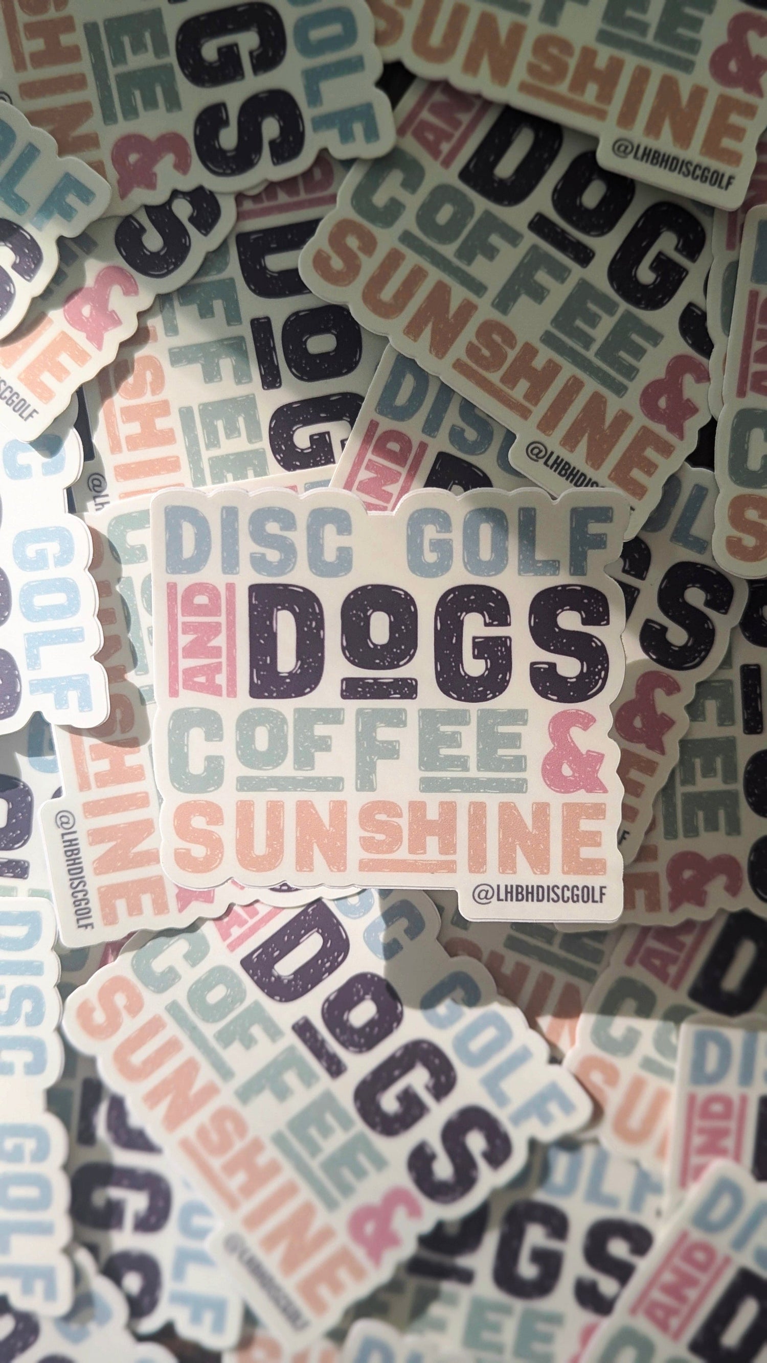 Disc Golf, Dogs, Coffee, and Sunshine Vinyl Sticker