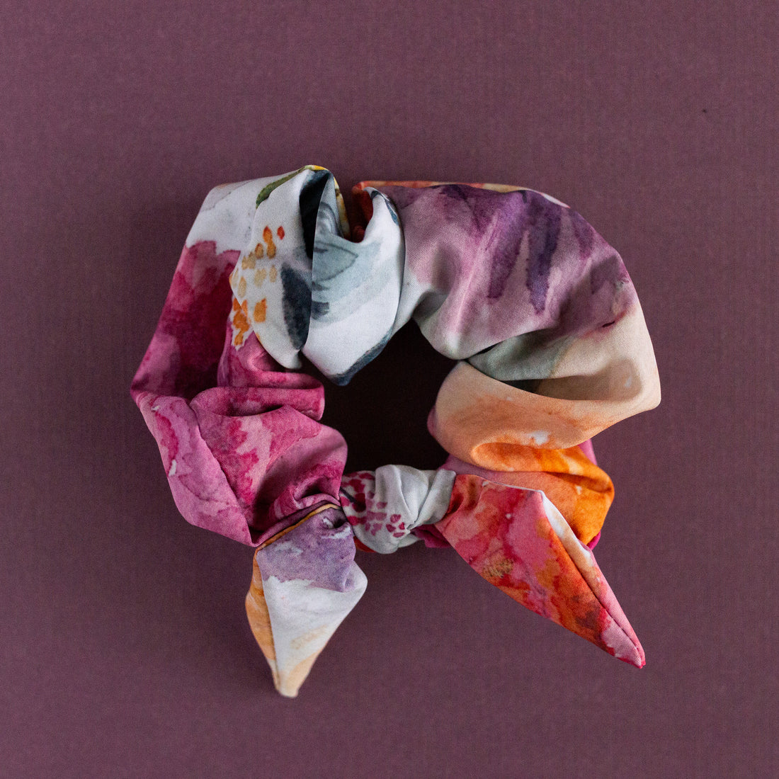 Watercolor Floral Scrunchie