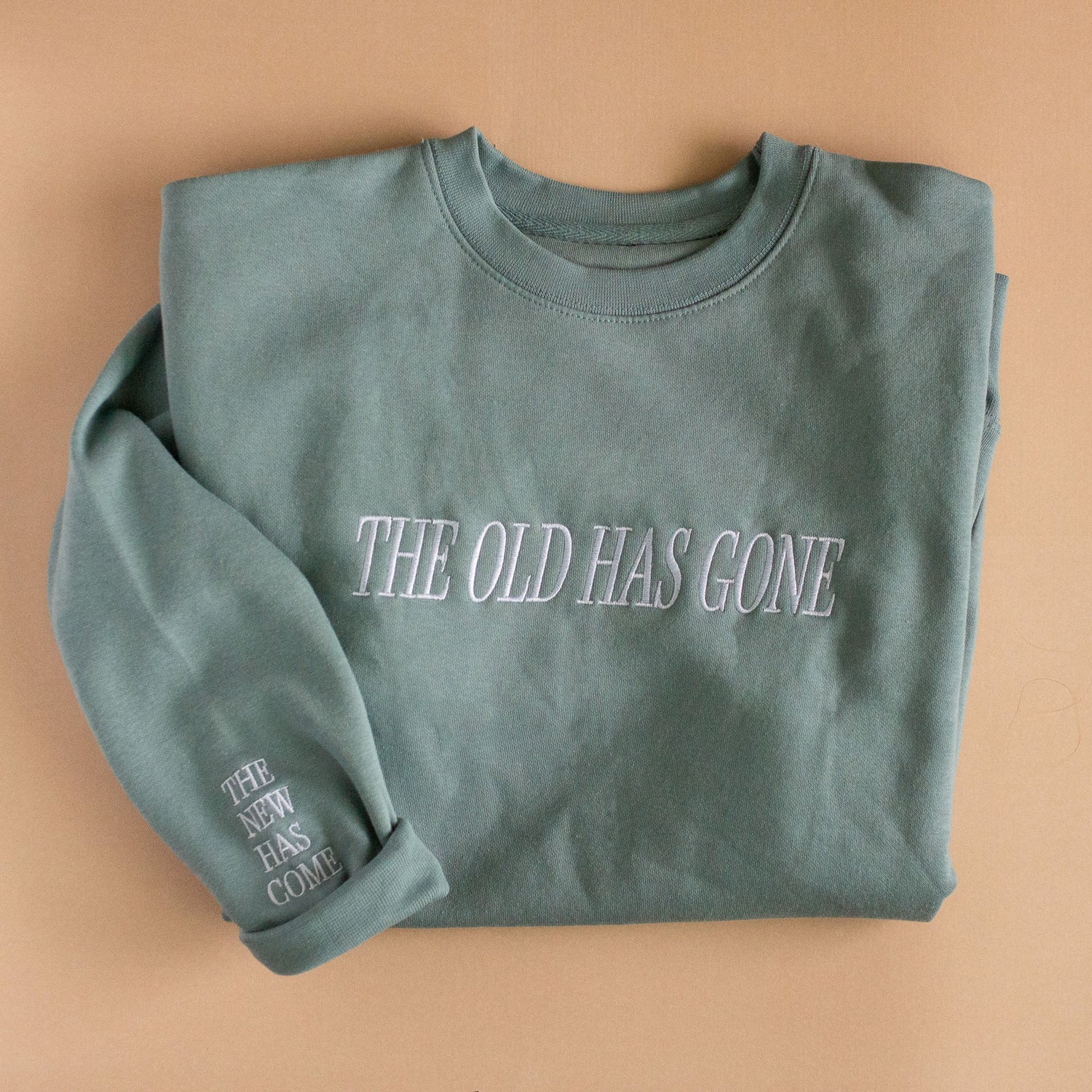The Old Is Gone | White Embroidered Crewneck