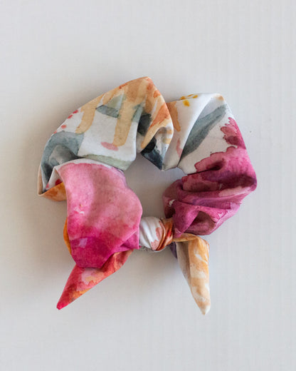Watercolor Floral Scrunchie