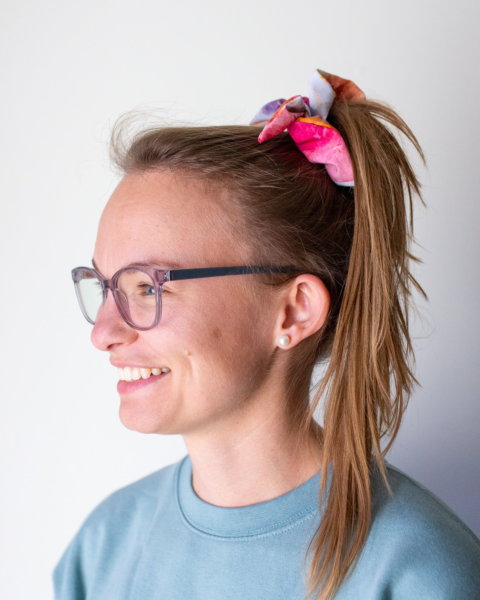 Watercolor Floral Scrunchie