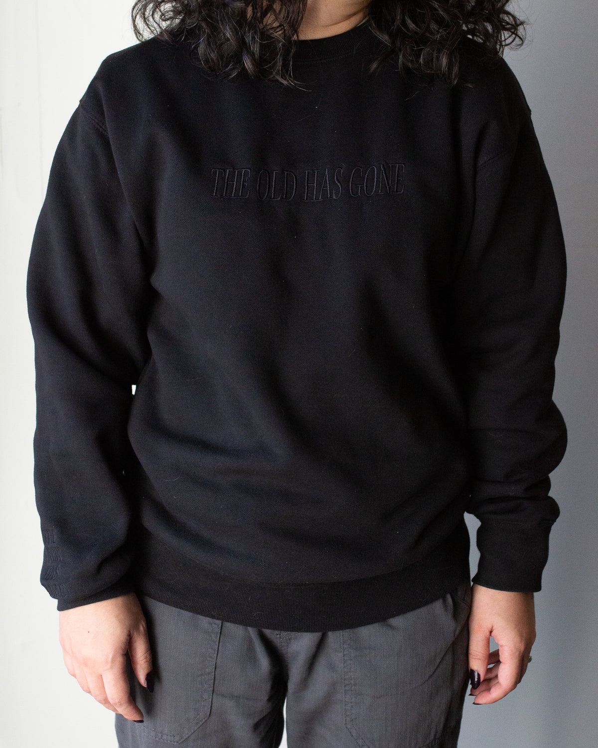 The Old Is Gone | Black Embroidered Crewneck