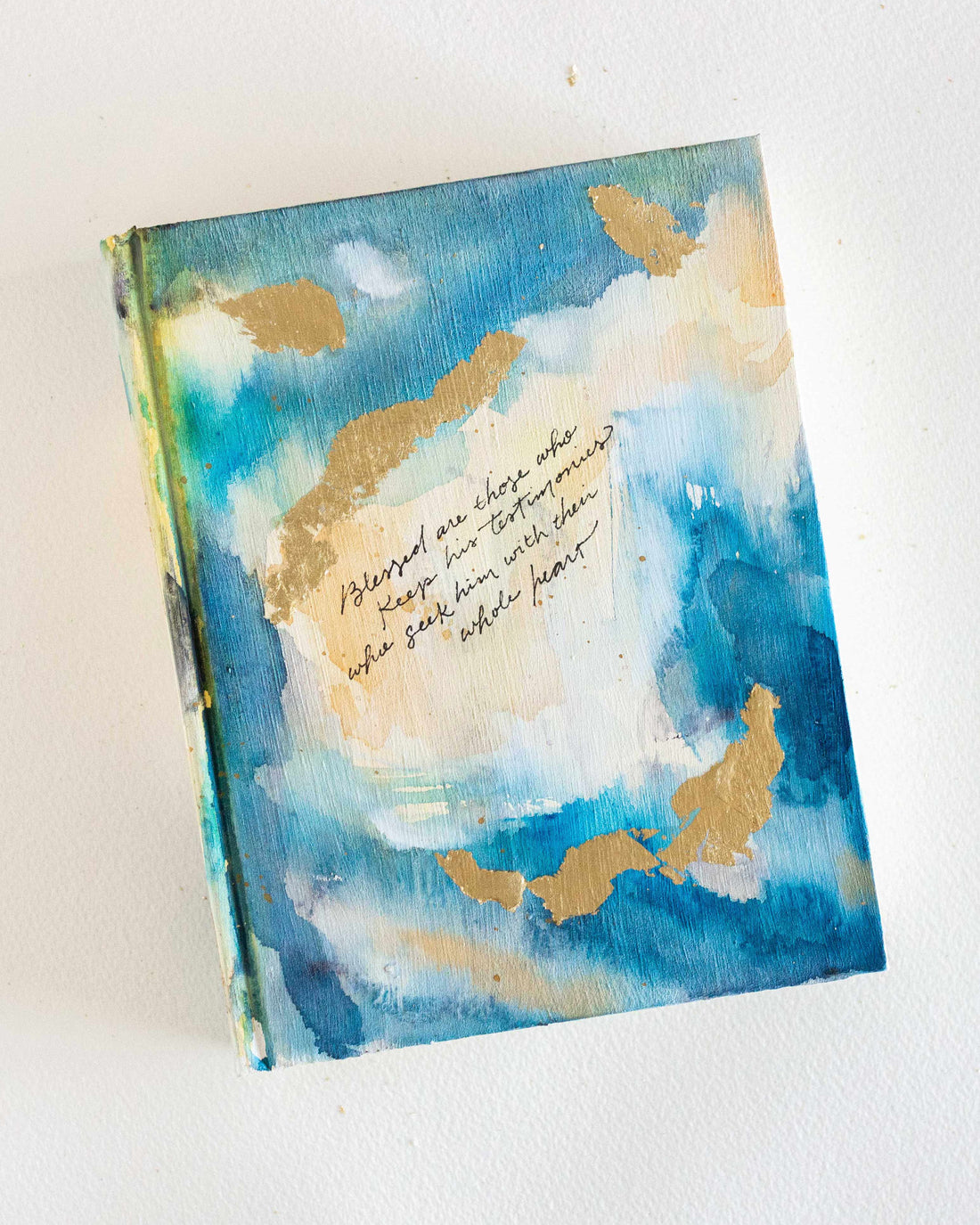 Psalm 119:2, “Blessed Are Those Who Keep His Testimonies” Hand-painted Watercolor Bible