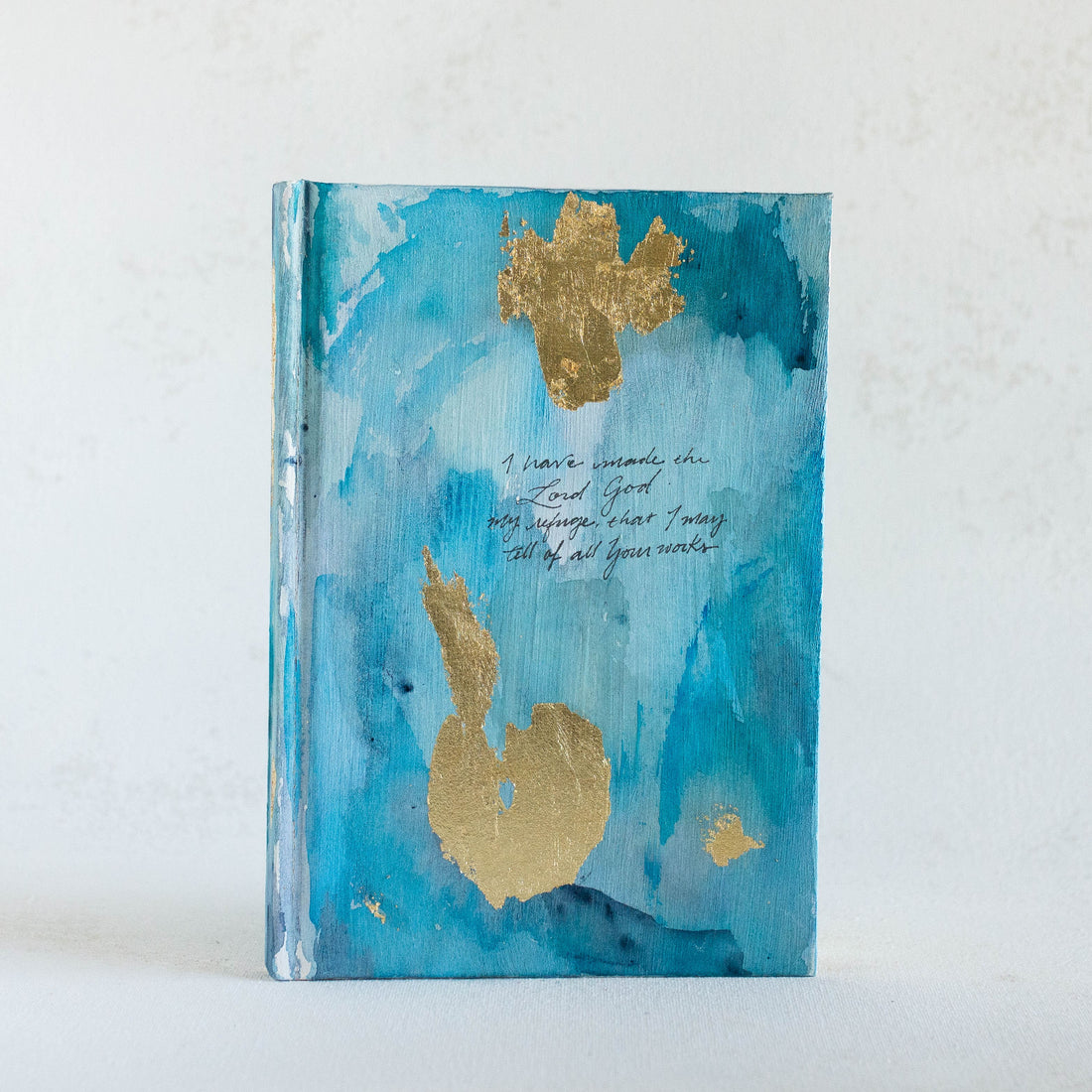 Psalm 73:28 "I have made the Lord God my refuge, that I may tell of all your works," Hand-painted Watercolor Notebook