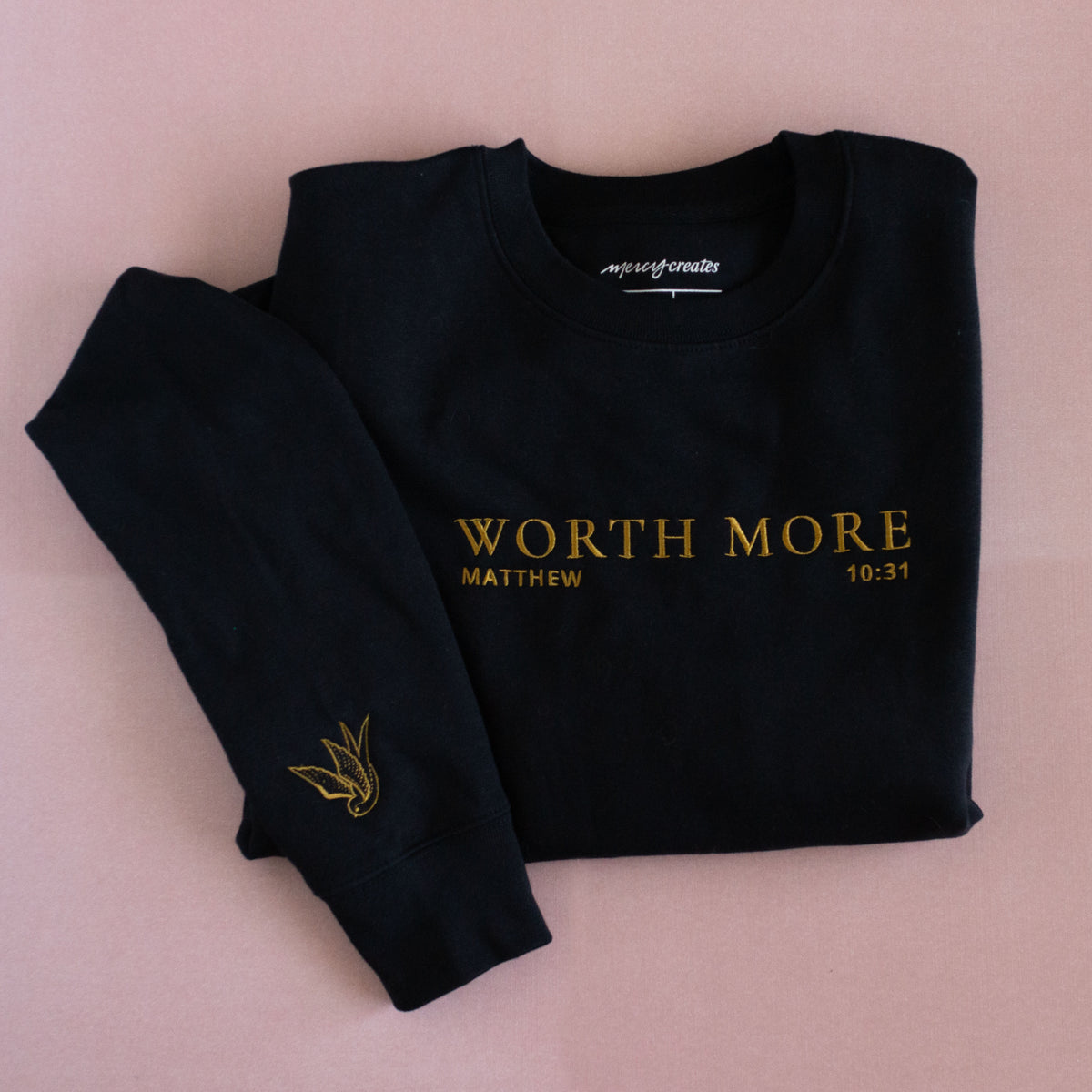 Worth More | Gold Embroidered Crewneck