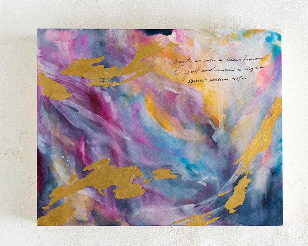 &quot;Create in Me a Clean Heart&quot; Watercolor Painting on Canvas