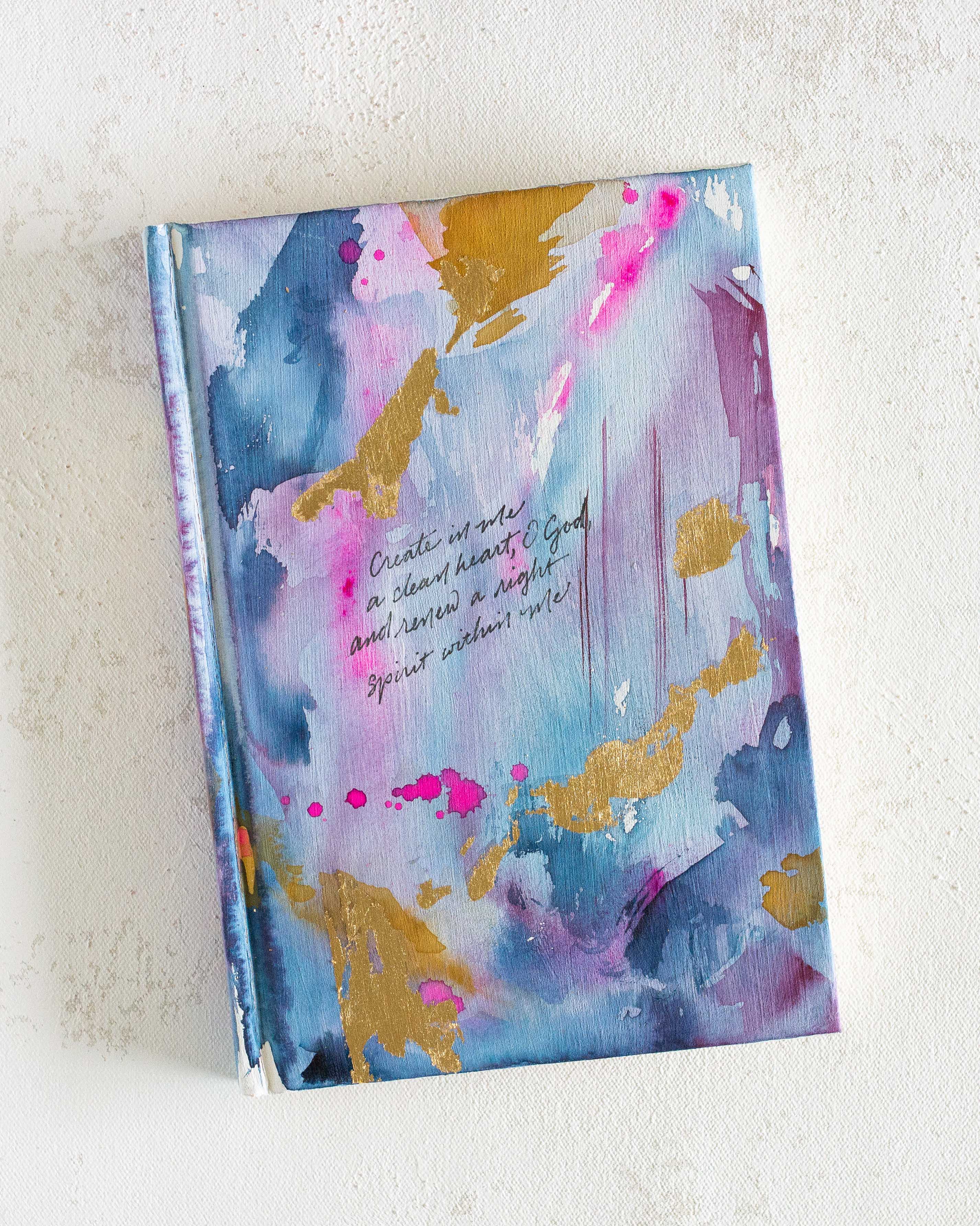 Psalm 51:10 &quot;Create in Me a Clean Heart&quot; Hand-painted Watercolor Notebook