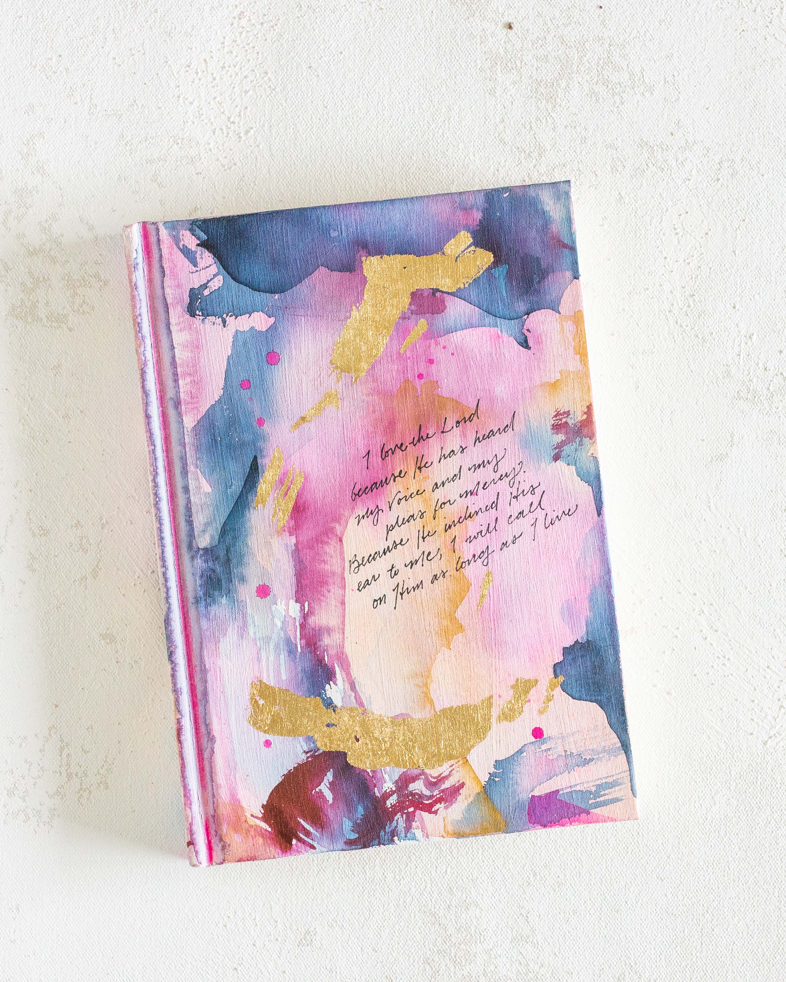 Psalm 116:1–2 &quot;I Will Call On Him As Long As I Live&quot; Hand-painted Watercolor Notebook