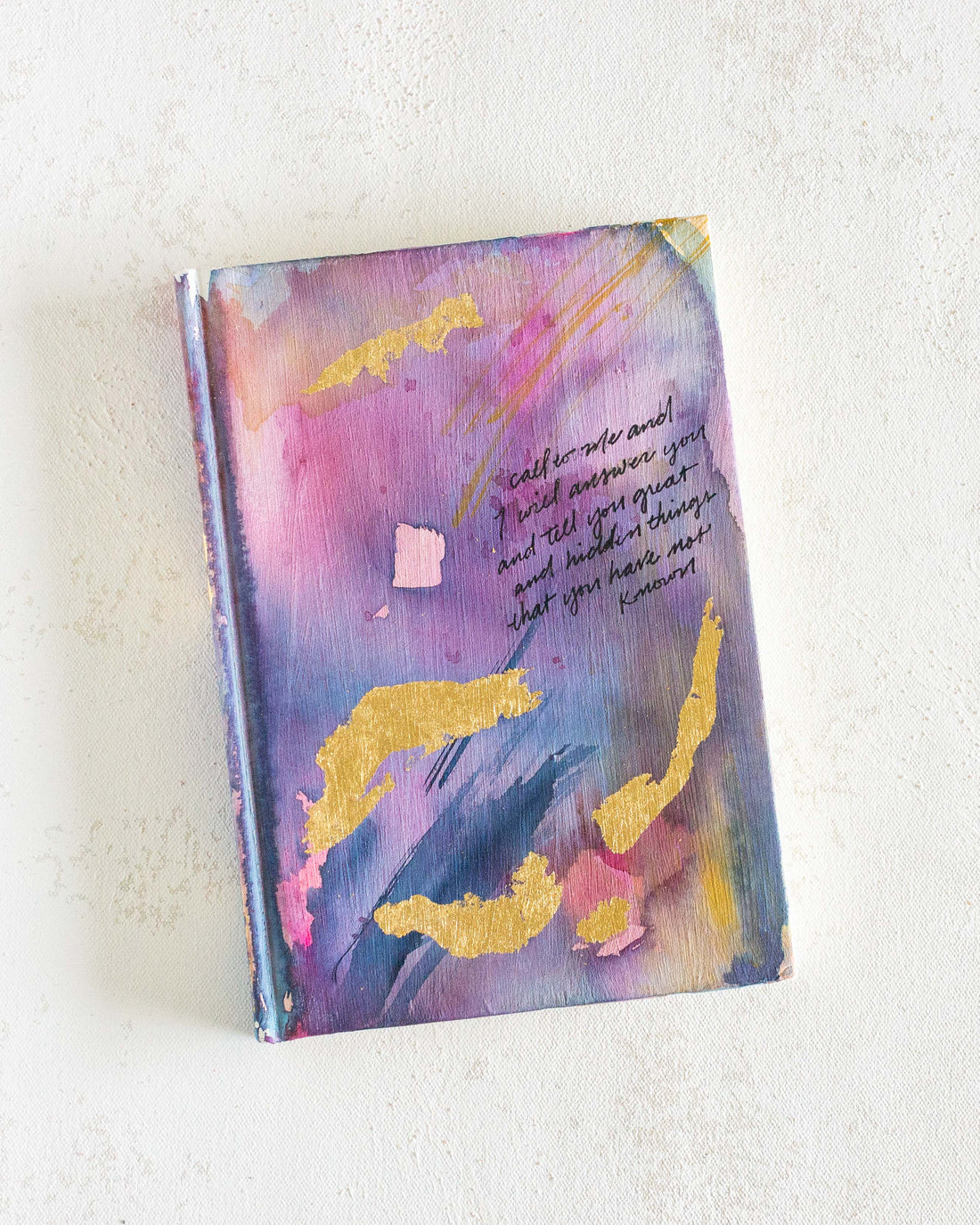 Jeremiah 33:3 "Call to me and I will answer you" Hand-painted Watercolor Notebook