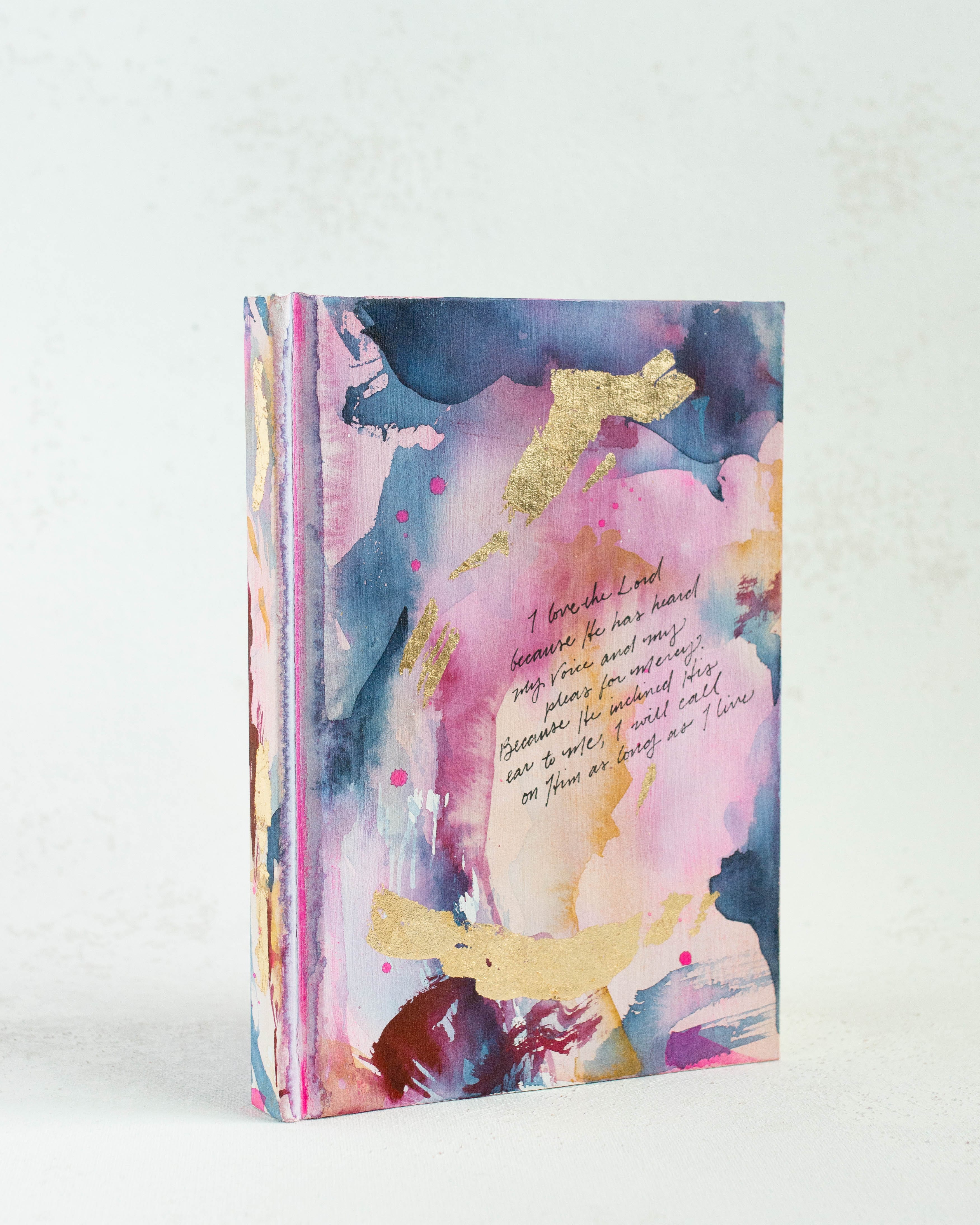 Psalm 116:1–2 &quot;I Will Call On Him As Long As I Live&quot; Hand-painted Watercolor Notebook